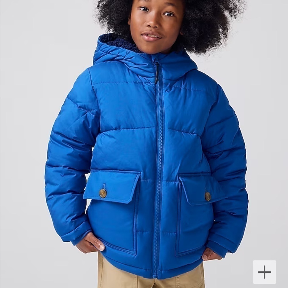 J Crew Boys' Patch-Pocket Puffer Jacket With Primaloft Polished Azurite